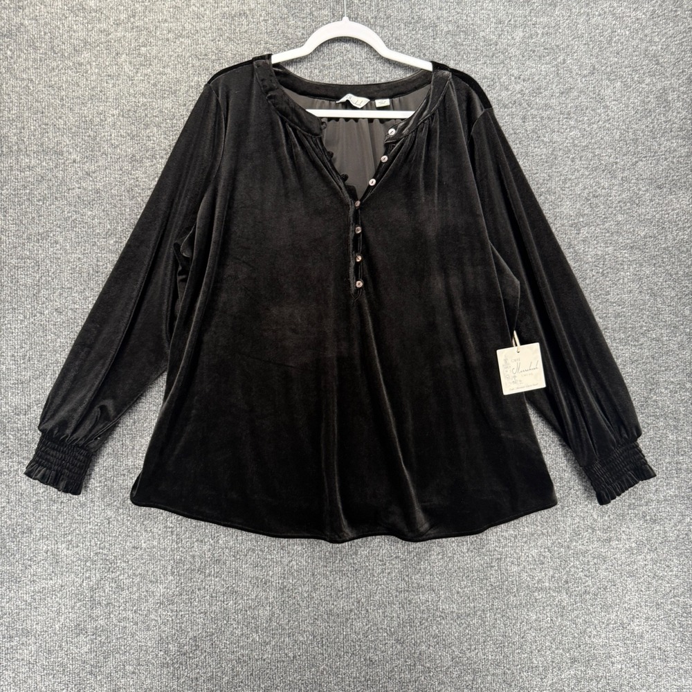 Caffe Marrakesh Top Womens 2X Black Velvet Popover Dark Fairy Grunge Whimsigoth